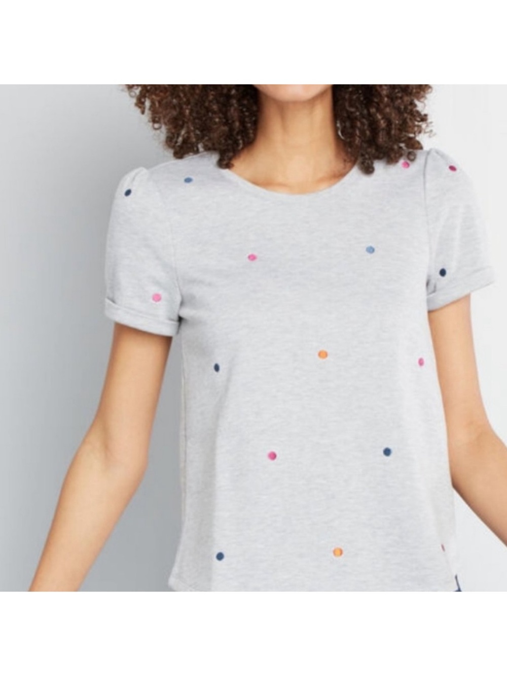 Modcloth Retro Plan On It Short Sleeve Polka Dot Crew Neck T Shirt
